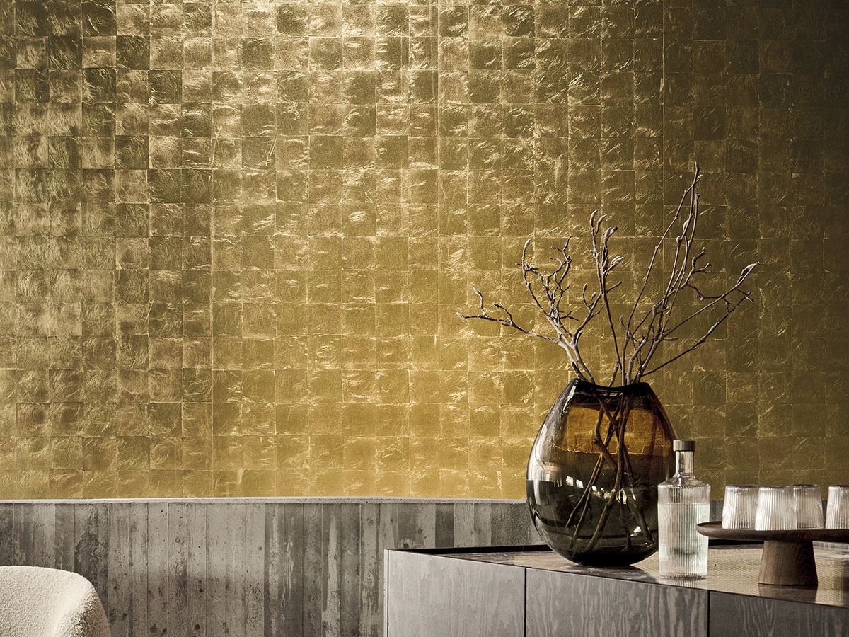 Metallic-Tapete mit Aluminium-Finish