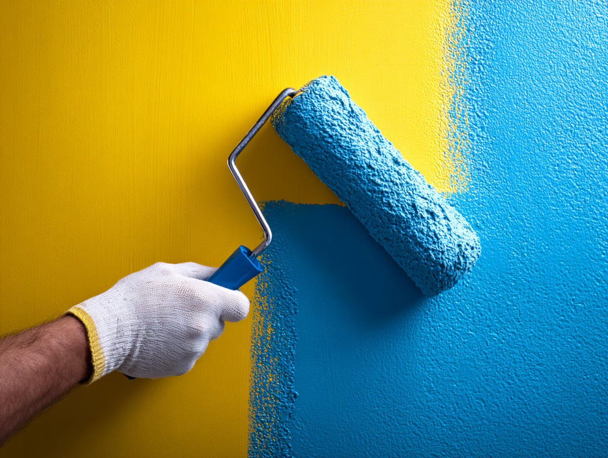 cheerful_possum_50680_A_professional_painter_applying_a_fresh_39b43803 5112 45f9 b685 8128db3ad448_0