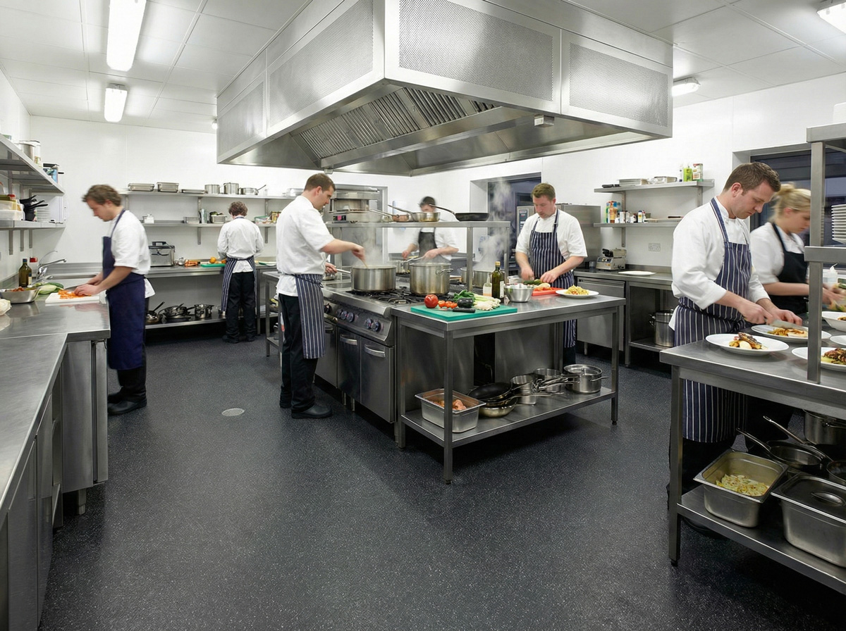 Rutschhemmender Gastroküchen-Bodenbelag